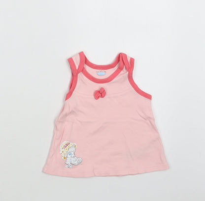 M&S Baby Pink  Cotton A-Line  Size 0-3 Months  Crew Neck  - Teddy Bear