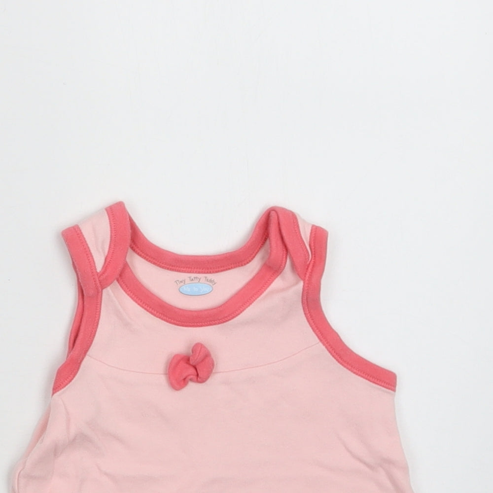M&S Baby Pink  Cotton A-Line  Size 0-3 Months  Crew Neck  - Teddy Bear