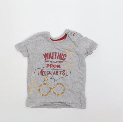 George Baby Green  Cotton Basic T-Shirt Size 6-9 Months Crew Neck Snap - Harry Potter