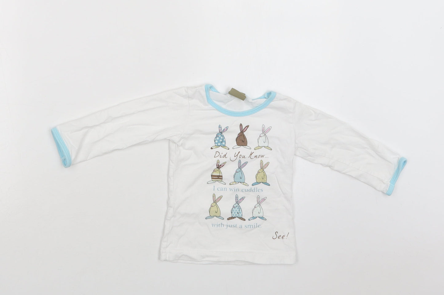 Little Rufus Baby White  Cotton Basic Polo Size 6-9 Months Crew Neck  - Bunnies