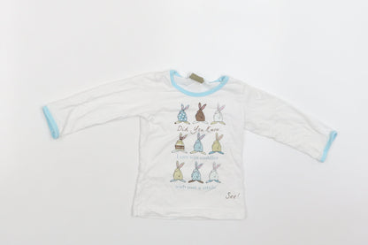Little Rufus Baby White  Cotton Basic Polo Size 6-9 Months Crew Neck  - Bunnies