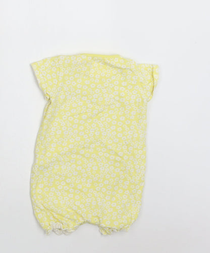 NEXT Baby Yellow Floral Cotton Romper One-Piece Size 9-12 Months  Snap