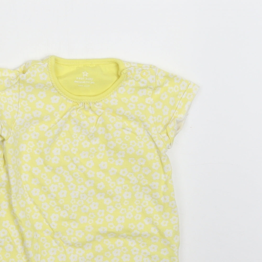 NEXT Baby Yellow Floral Cotton Romper One-Piece Size 9-12 Months  Snap