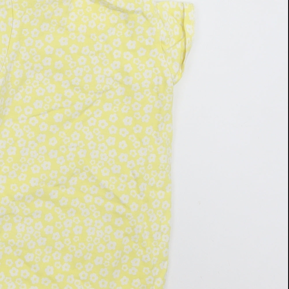 NEXT Baby Yellow Floral Cotton Romper One-Piece Size 9-12 Months  Snap