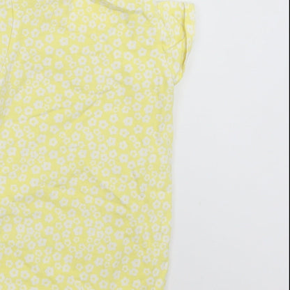 NEXT Baby Yellow Floral Cotton Romper One-Piece Size 9-12 Months  Snap