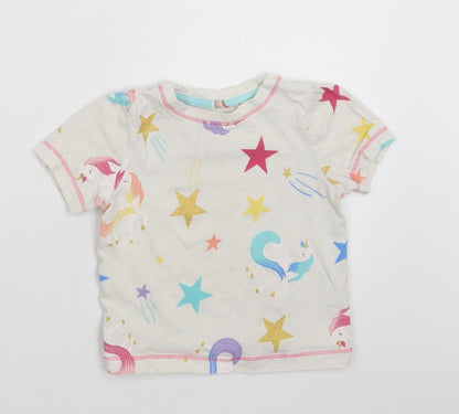 TU Baby Ivory Geometric Cotton Basic T-Shirt Size 18-24 Months Crew Neck  - Star Print