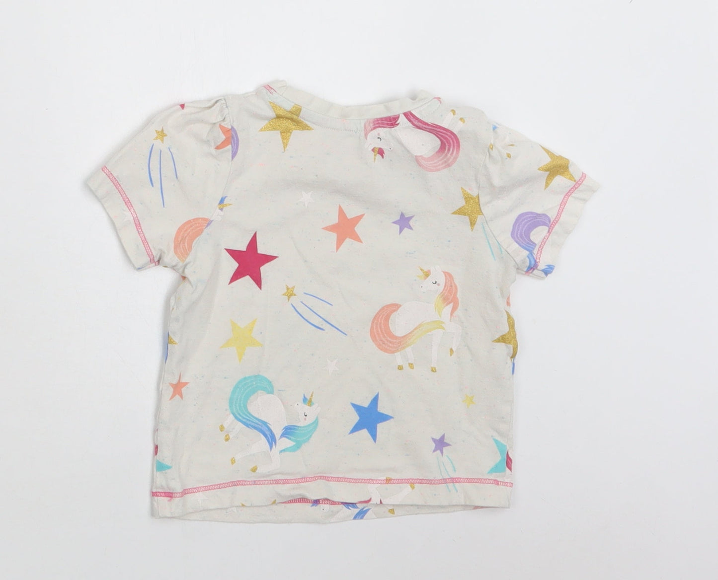 TU Baby Ivory Geometric Cotton Basic T-Shirt Size 18-24 Months Crew Neck  - Star Print