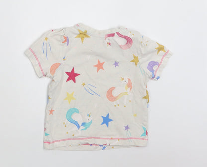 TU Baby Ivory Geometric Cotton Basic T-Shirt Size 18-24 Months Crew Neck  - Star Print