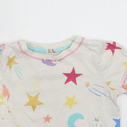 TU Baby Ivory Geometric Cotton Basic T-Shirt Size 18-24 Months Crew Neck  - Star Print