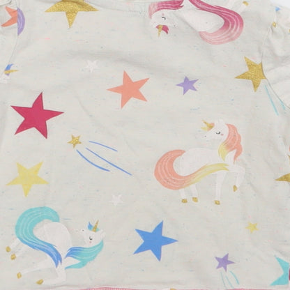 TU Baby Ivory Geometric Cotton Basic T-Shirt Size 18-24 Months Crew Neck  - Star Print