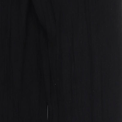 Brand and care label for Amiani women’s black polyester trousers, size UK 25, in, 29-inch leg regular drawstring