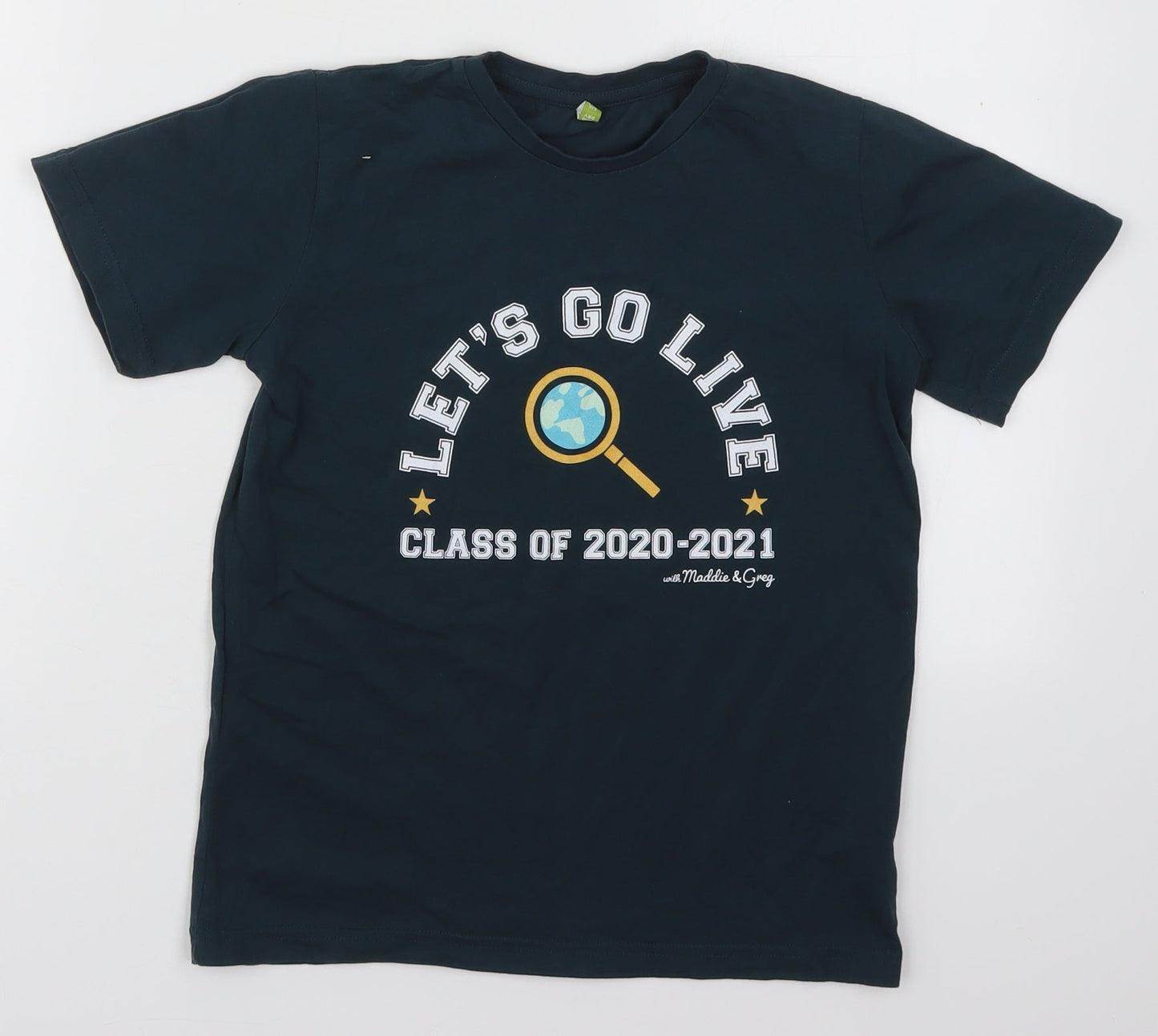 Rapuni Boys Blue  Cotton Basic T-Shirt Size 9-10 Years Crew Neck Pullover - Let's Go Live Class of 2020-2021 with Maddie and Greg