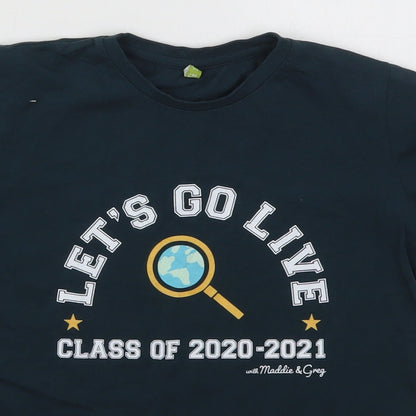 Rapuni Boys Blue  Cotton Basic T-Shirt Size 9-10 Years Crew Neck Pullover - Let's Go Live Class of 2020-2021 with Maddie and Greg