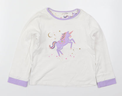 John Lewis Girls White Solid Cotton Top Pyjama Top Size 8 Years  Pullover - Unicorn Purple
