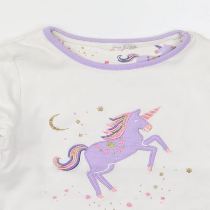 John Lewis Girls White Solid Cotton Top Pyjama Top Size 8 Years  Pullover - Unicorn Purple