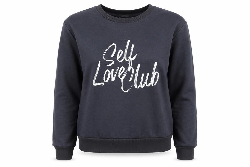 Front view of Primark women’s grey cotton pullover sweatshirt, size UK 4, pullover - self love club