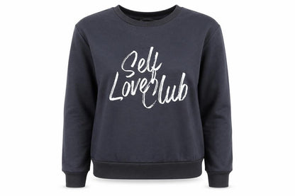 Front view of Primark women’s grey cotton pullover sweatshirt, size UK 4, pullover - self love club