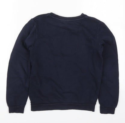 Back view of Smart Start boys’ blue cotton pullover sweatshirt, size 8-9, years pullover