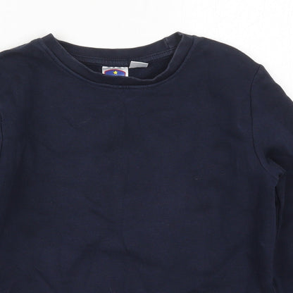 Close-up detail of Smart Start boys’ blue cotton pullover sweatshirt, size 8-9, years pullover