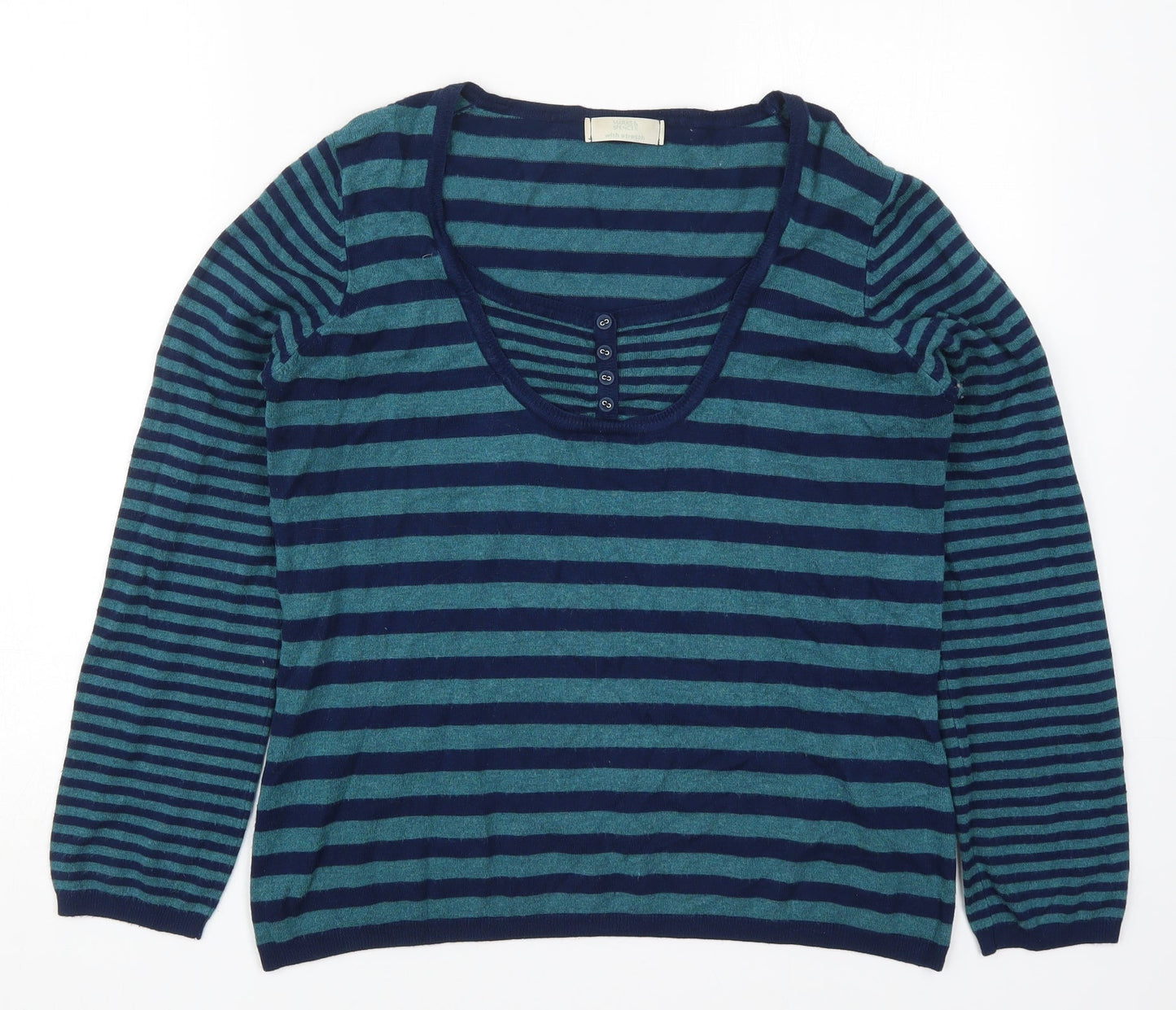 Womens UK Size 16 Marks and Spencer Blue Pullover Jumper