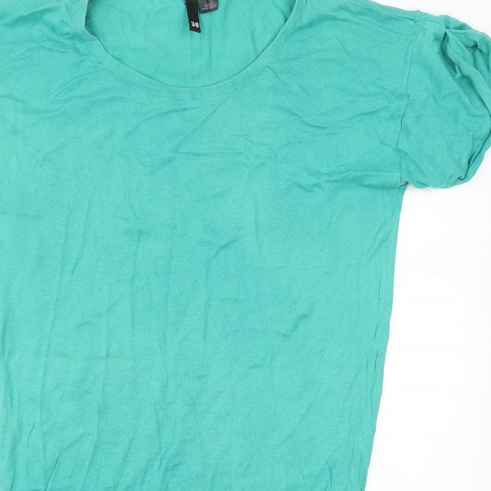 Womens UK Size 10 H&M Green Basic T-Shirt