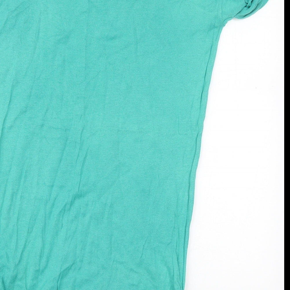 Womens UK Size 10 H&M Green Basic T-Shirt