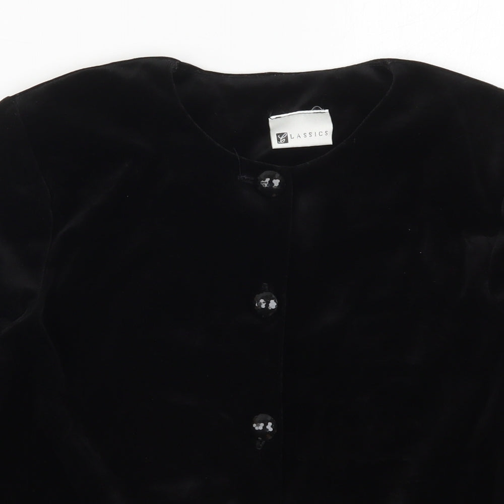 Classics Womens Black   Jacket  Size 12  Button