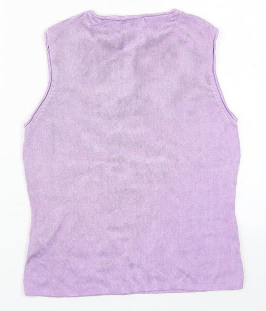 Precis Womens Purple  Viscose Basic Tank Size M Round Neck