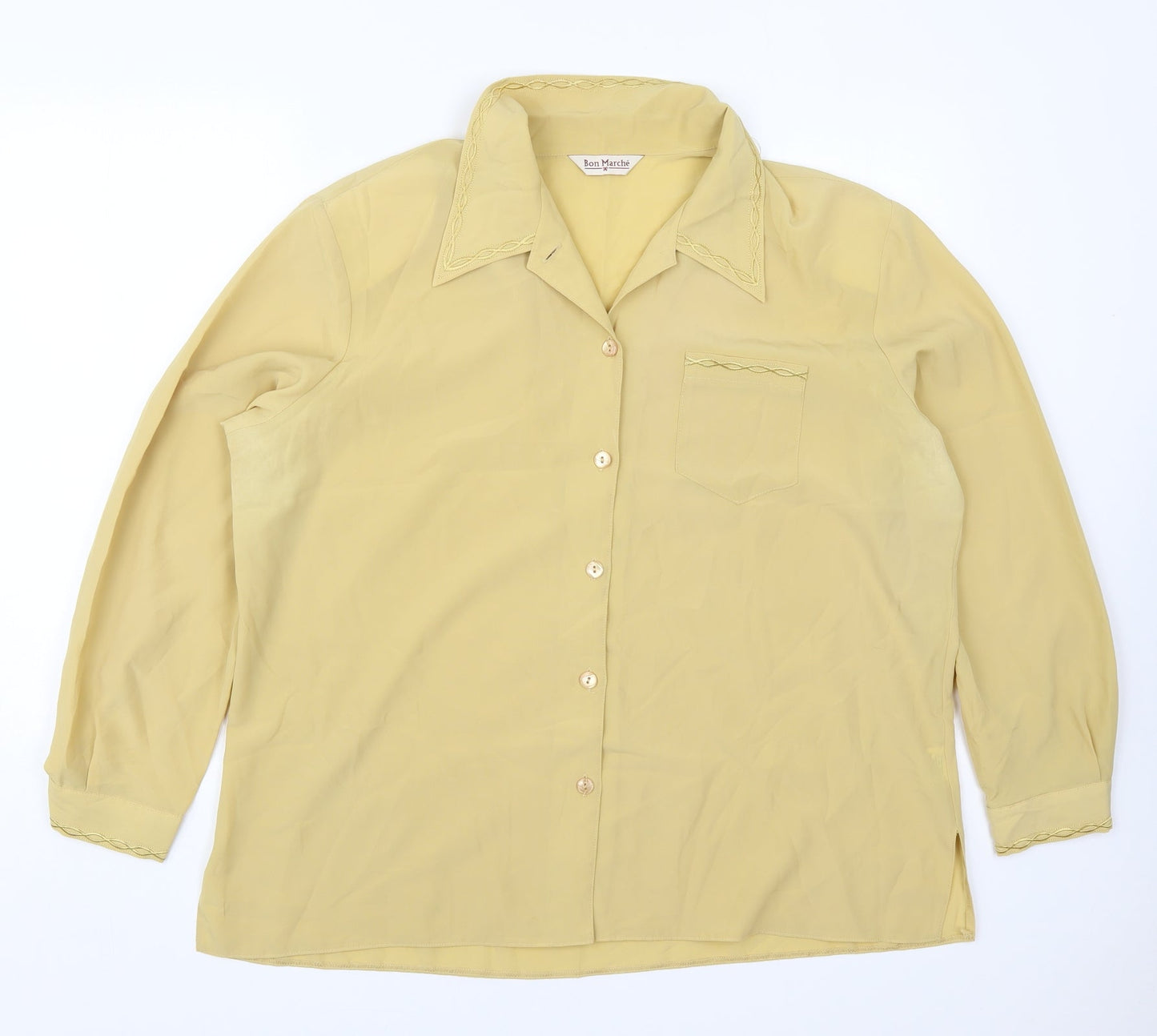 Bonmarché Womens Yellow  Polyester Basic Button-Up Size 22 Collared