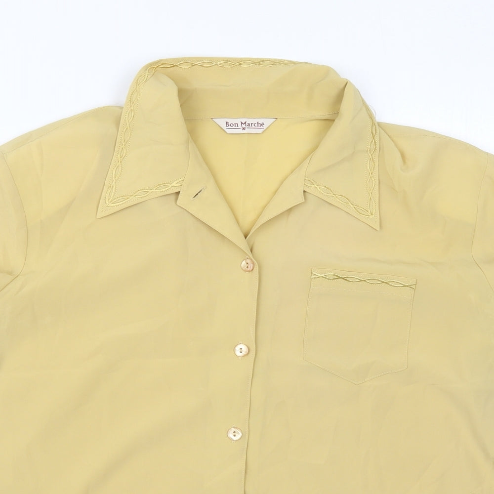 Bonmarché Womens Yellow  Polyester Basic Button-Up Size 22 Collared