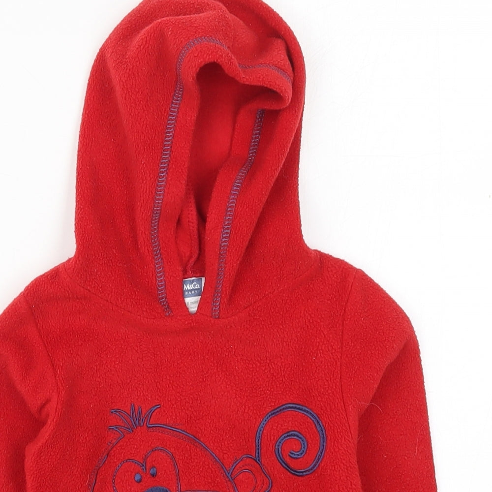 M&Co Boys Red   Jacket  Size 12-18 Months   Pullover - Monkey Hello