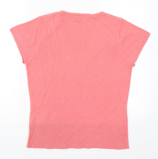 George Womens Pink V-Neck  Acrylic Pullover Jumper Size 14