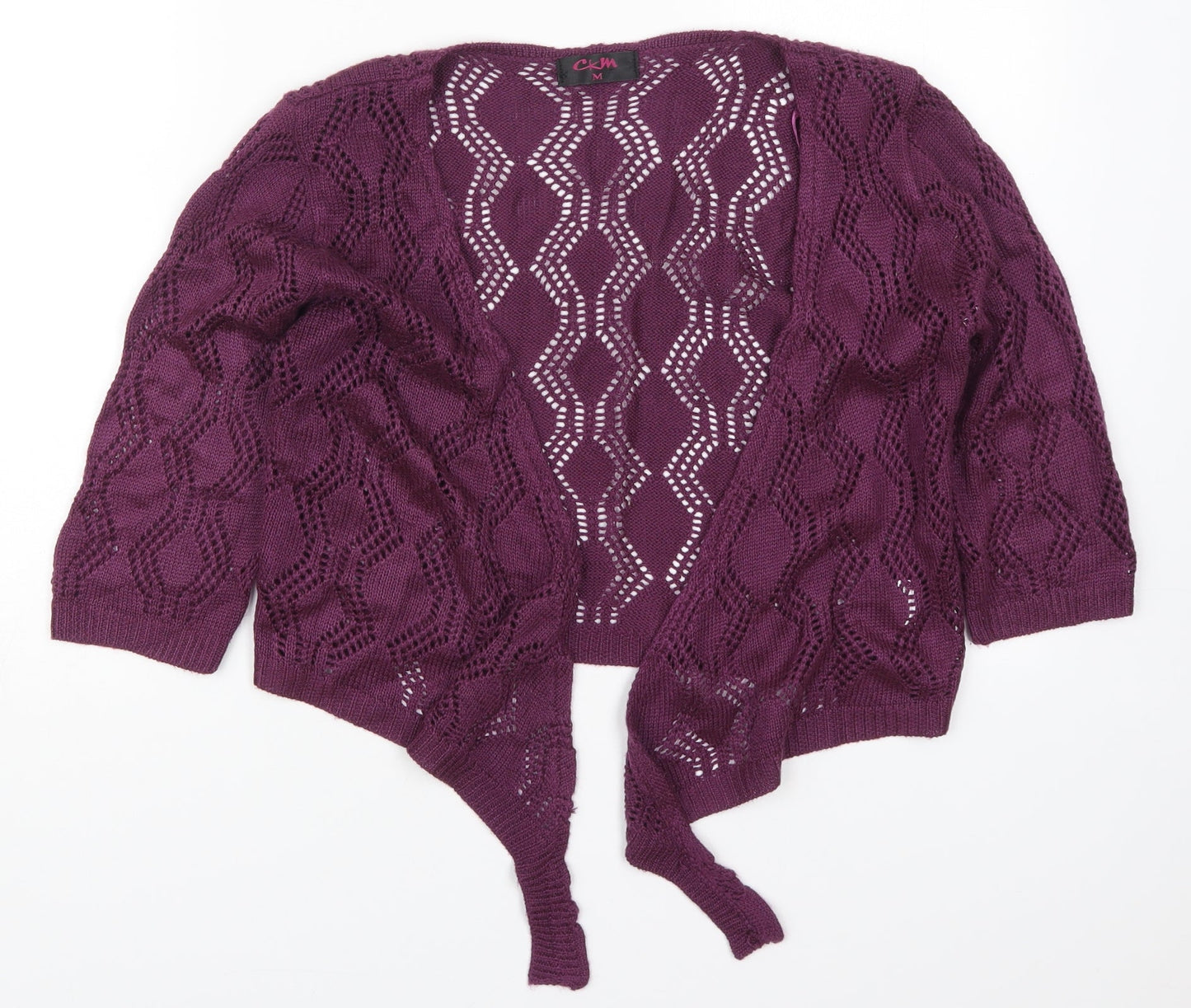 CKM Womens Purple V-Neck  Acrylic Cardigan Jumper Size 14