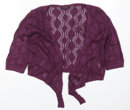 CKM Womens Purple V-Neck  Acrylic Cardigan Jumper Size 14