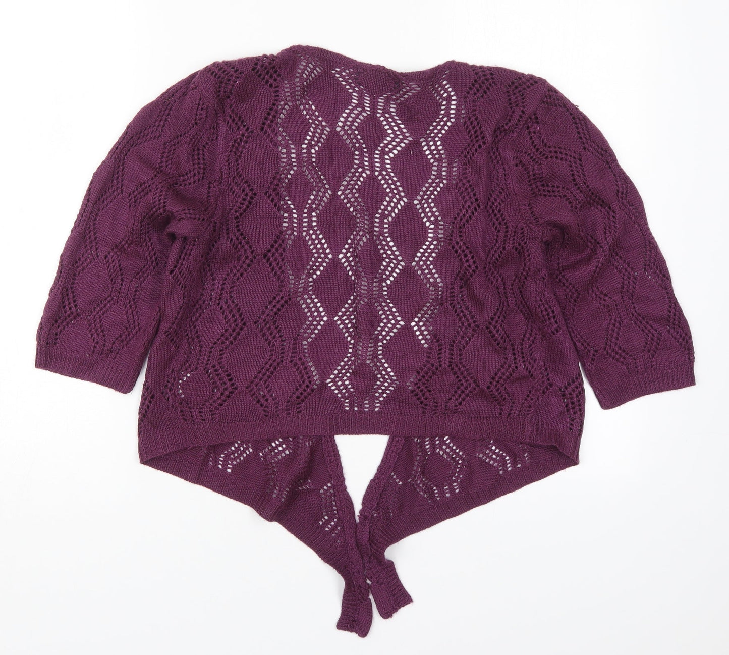 CKM Womens Purple V-Neck  Acrylic Cardigan Jumper Size 14