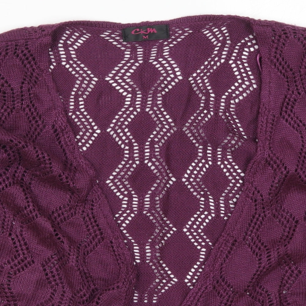 CKM Womens Purple V-Neck  Acrylic Cardigan Jumper Size 14