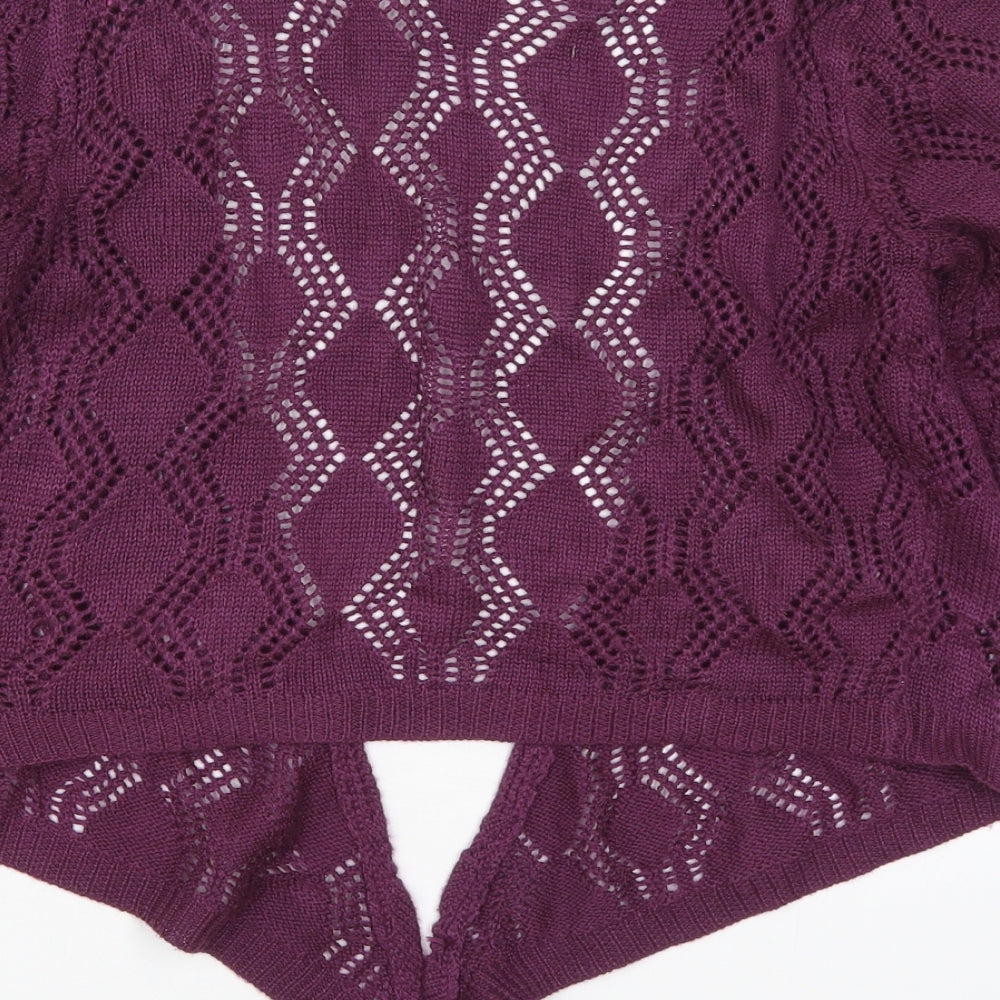 CKM Womens Purple V-Neck  Acrylic Cardigan Jumper Size 14