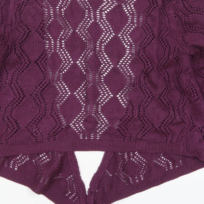 CKM Womens Purple V-Neck  Acrylic Cardigan Jumper Size 14