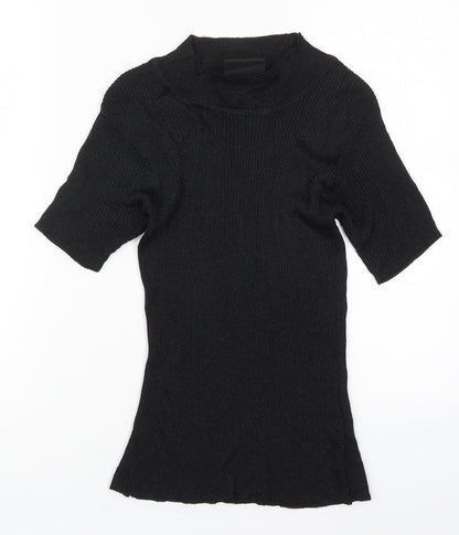 Additional front view of Opera women’s black round neck viscose jumper, size M