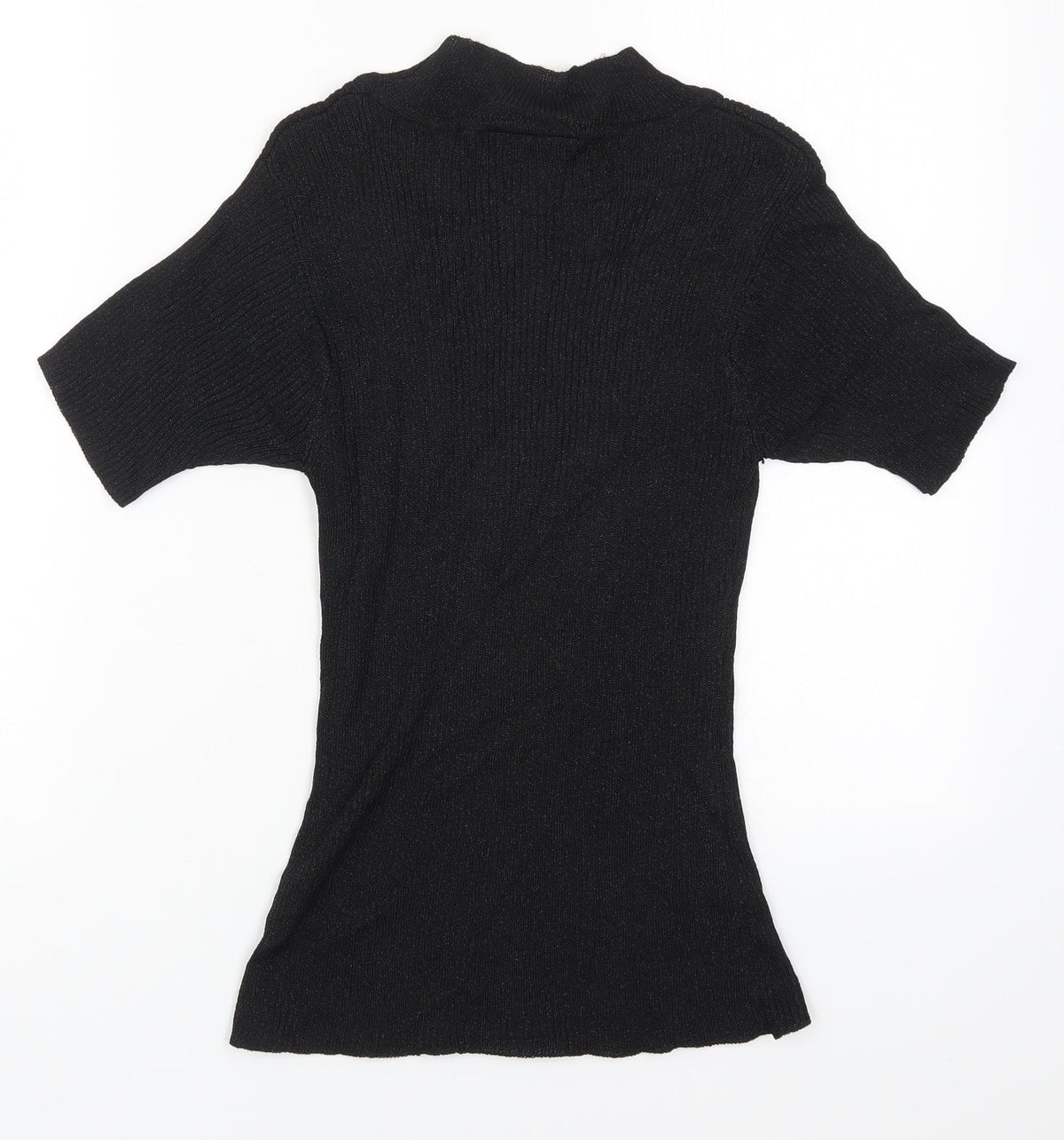 Back view of Opera women’s black round neck viscose jumper, size M