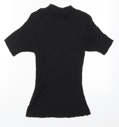 Back view of Opera women’s black round neck viscose jumper, size M