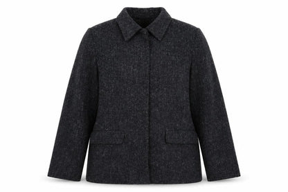 Front view of Suzie J women’s grey jacket blazer, size UK 16, button