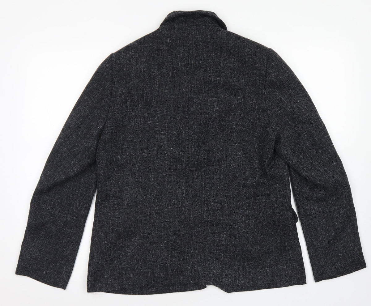 Back view of Suzie J women’s grey jacket blazer, size UK 16, button