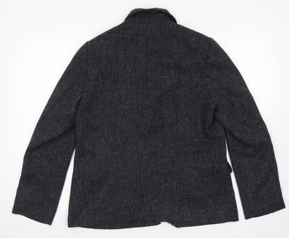 Back view of Suzie J women’s grey jacket blazer, size UK 16, button
