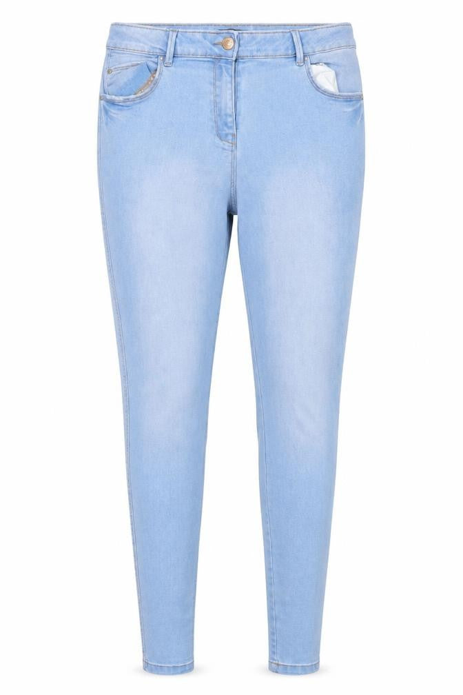 Front view of /Denim women’s blue cotton skinny jeans, size UK 14, 29-inch leg regular button