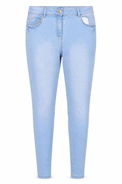 Front view of /Denim women’s blue cotton skinny jeans, size UK 14, 29-inch leg regular button