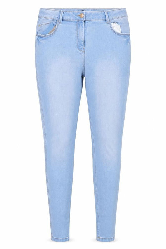 Front view of /Denim women’s blue cotton skinny jeans, size UK 14, 29-inch leg regular button