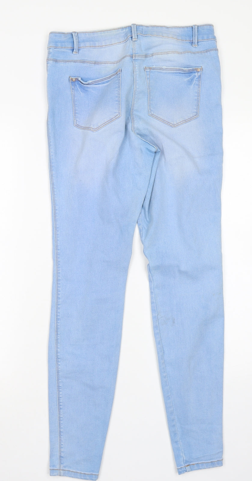 /Denim Womens Blue  Cotton Skinny Jeans Size 14 L29 in Regular Button