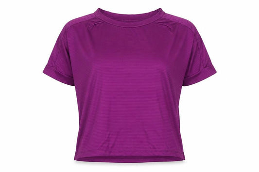 Workout Womens Purple  Polyester Basic T-Shirt Size 2XS Round Neck