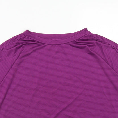 Workout Womens Purple  Polyester Basic T-Shirt Size 2XS Round Neck